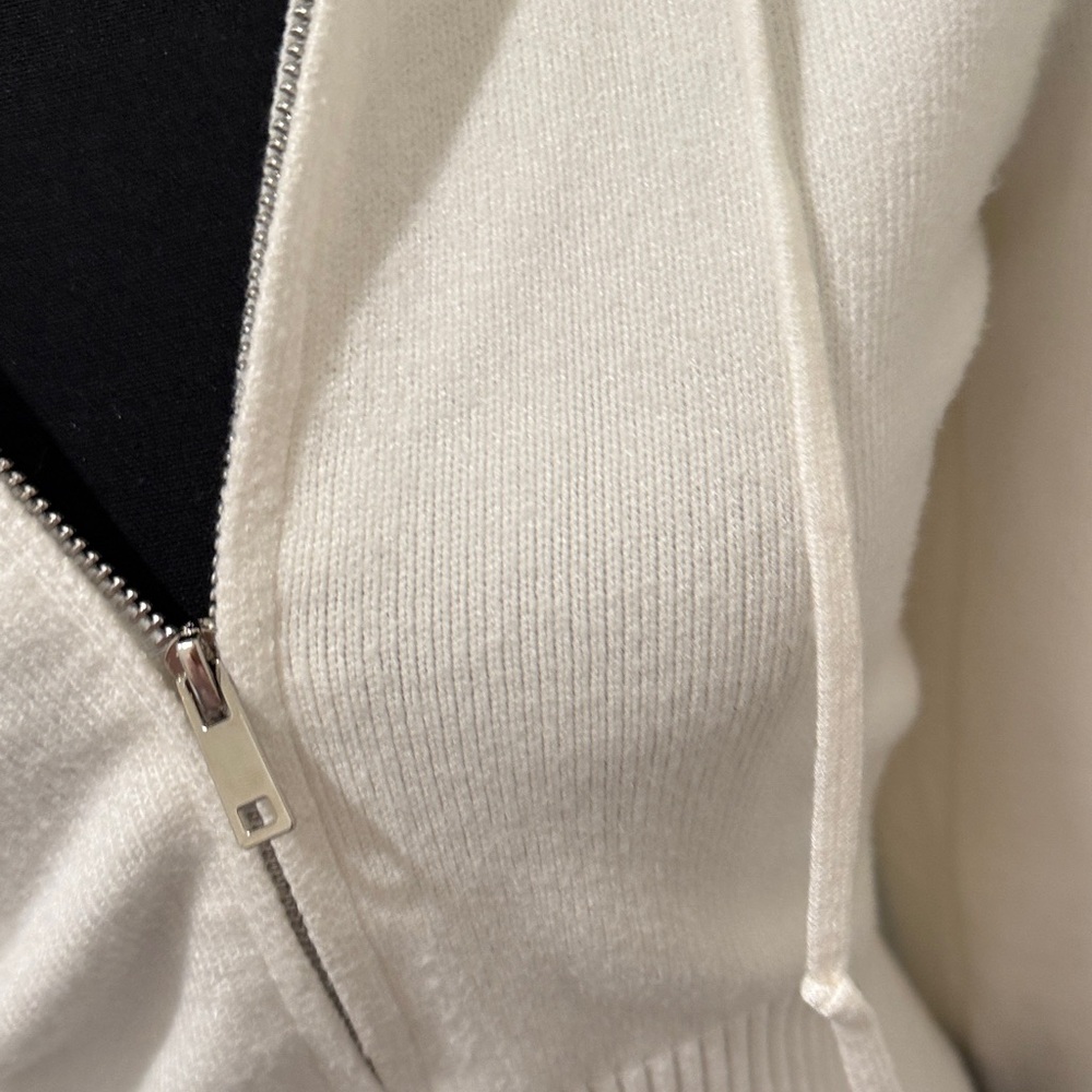White Zip-Up Sweater Hoodie - Picture 3 of 6